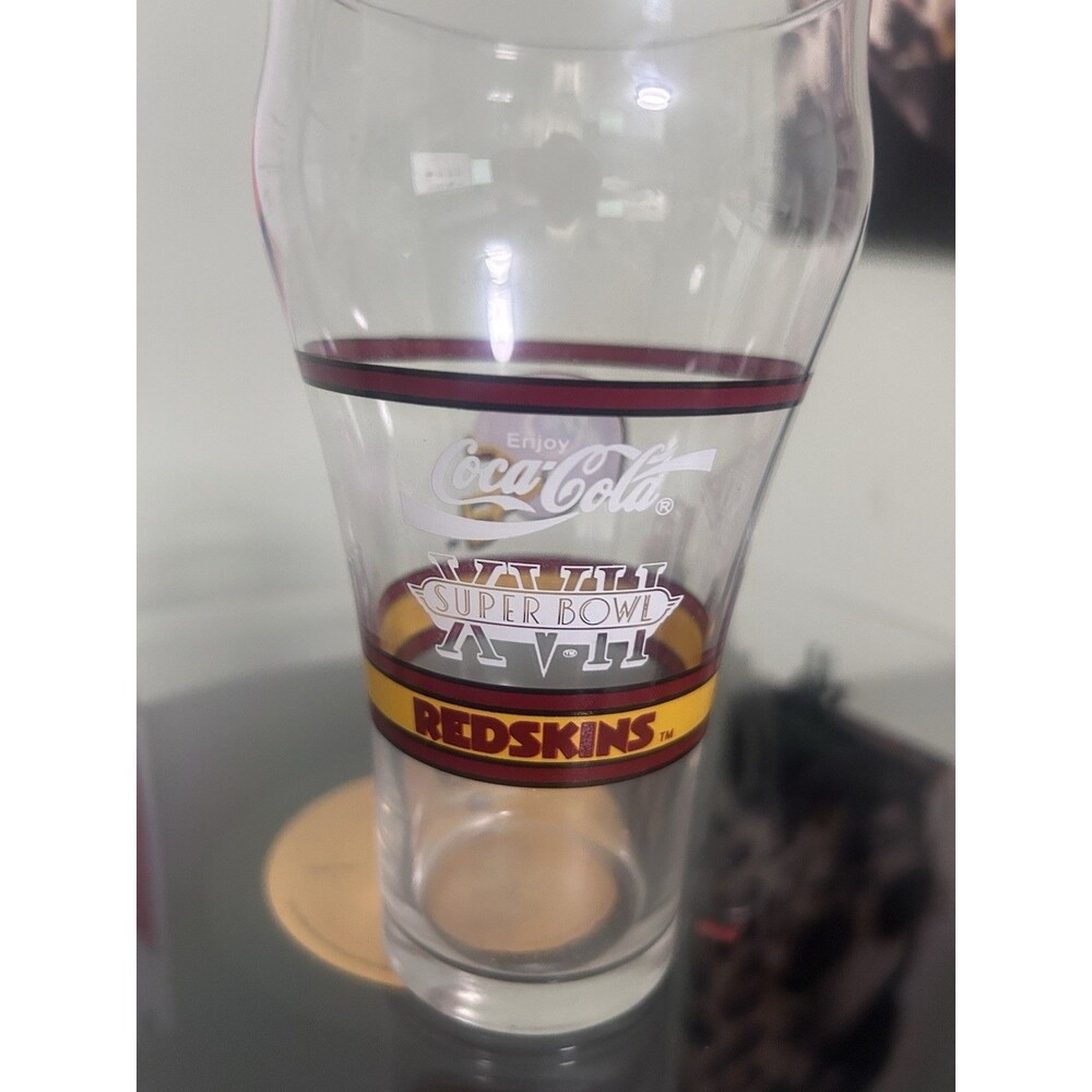 Vintage Washington Redskins NFL Superbowl XXVI 26 Coca Cola Glass Cup - Picture 3 of 5